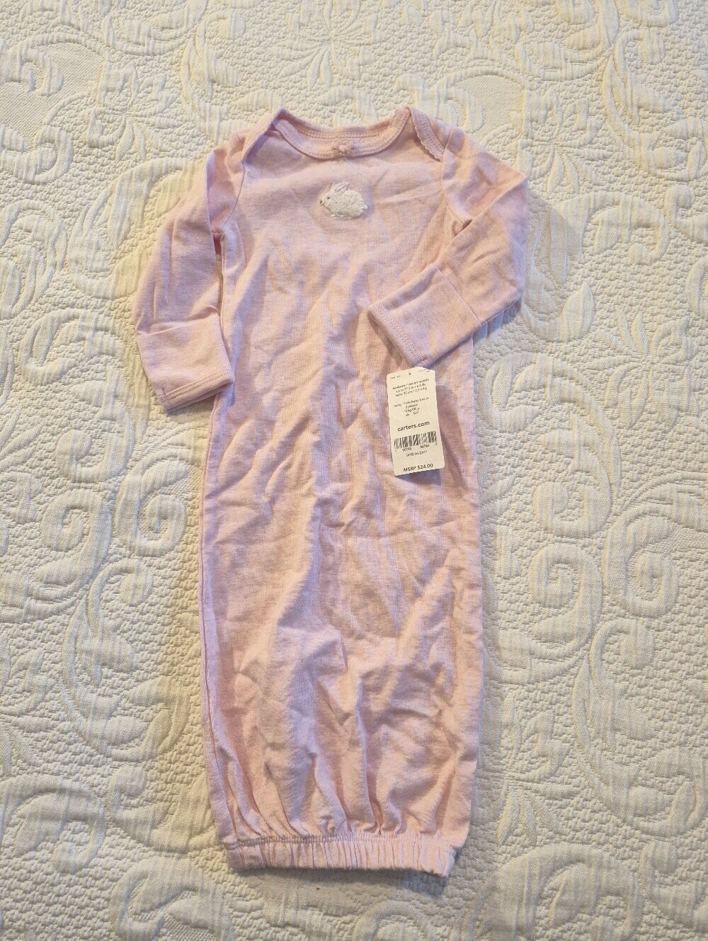 Carters girls NB pink nightgown bunny applique NWT